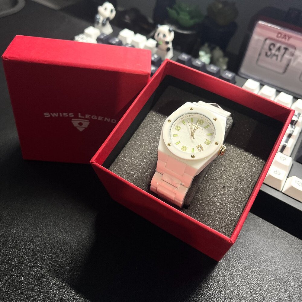 NWT Swiss Legend White Ceramic Throttle Women's Watch (UNTESTED)